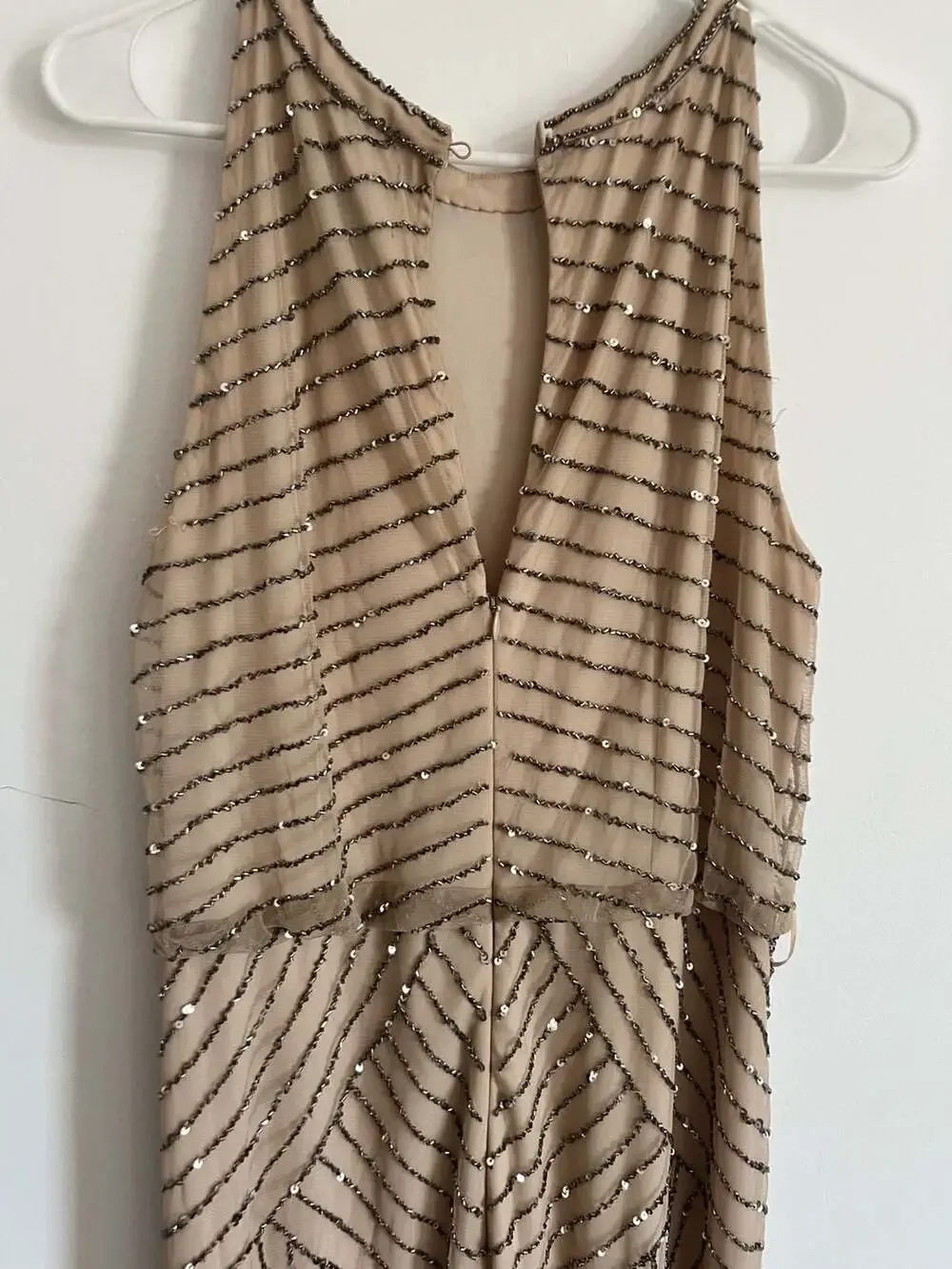 Adrianna Papell Madigan Art Deco Beaded Halter Blouson Gown - Picture 5 of 12